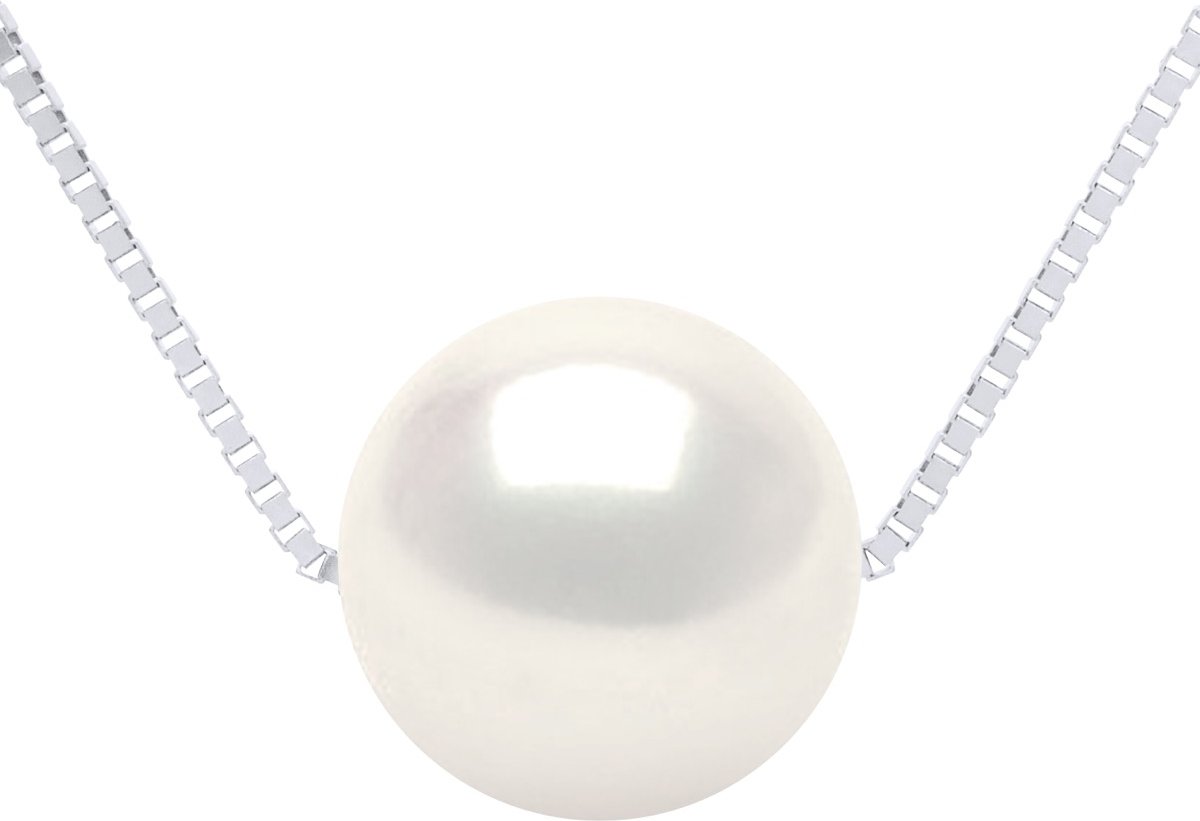 Halskette, echte Süßwasser-Zuchtperle, rund, rund, 9–10 mm