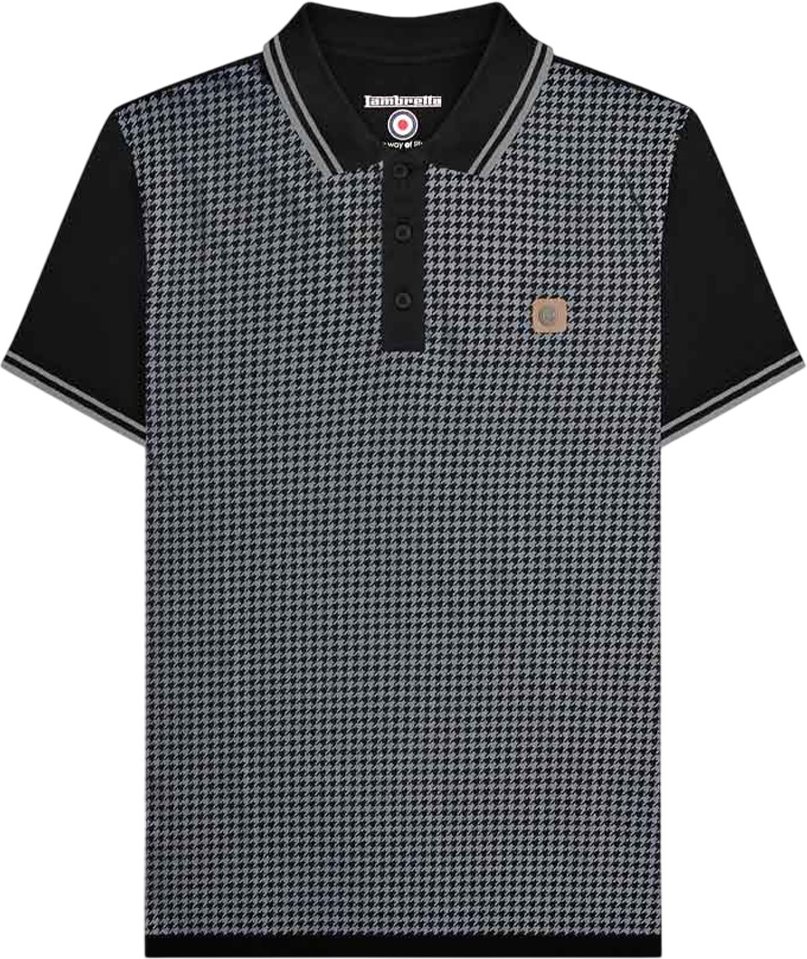 Lambretta Herren Hahnentritt Big & Tall Polohemd (Schwarz/Eisen)