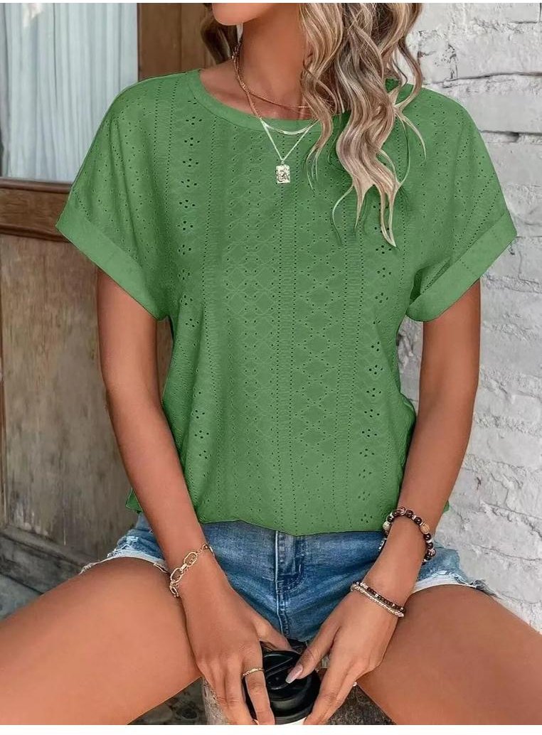 Thumbnail - Damen Ösen Rundhals Kurzarmshirt