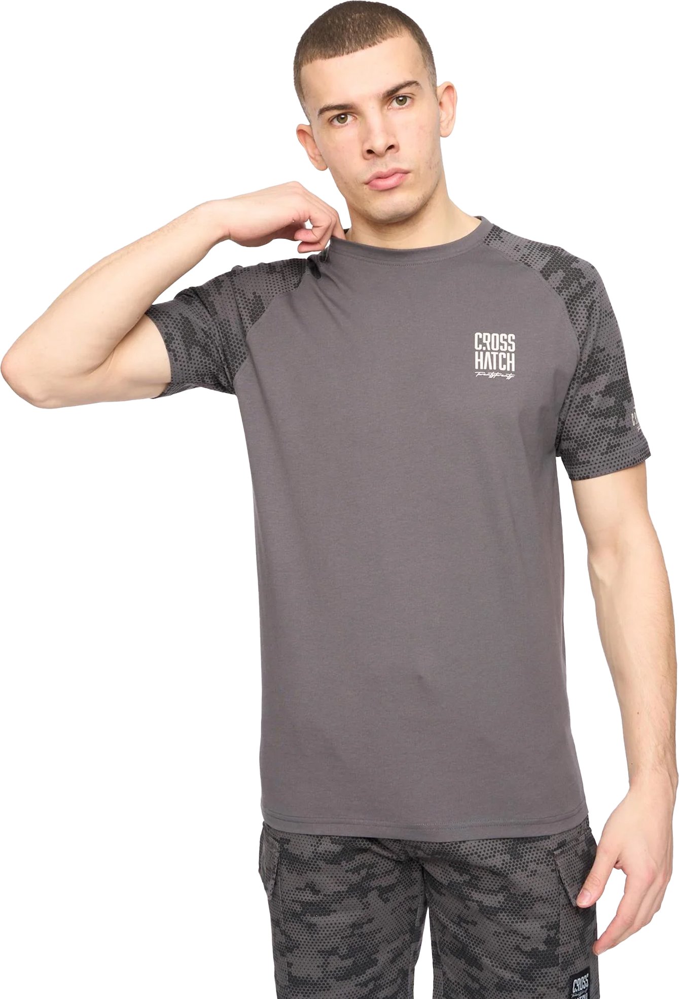 Crosshatch - "Janscore" T-Shirt für Herren (Dunkelgrau)