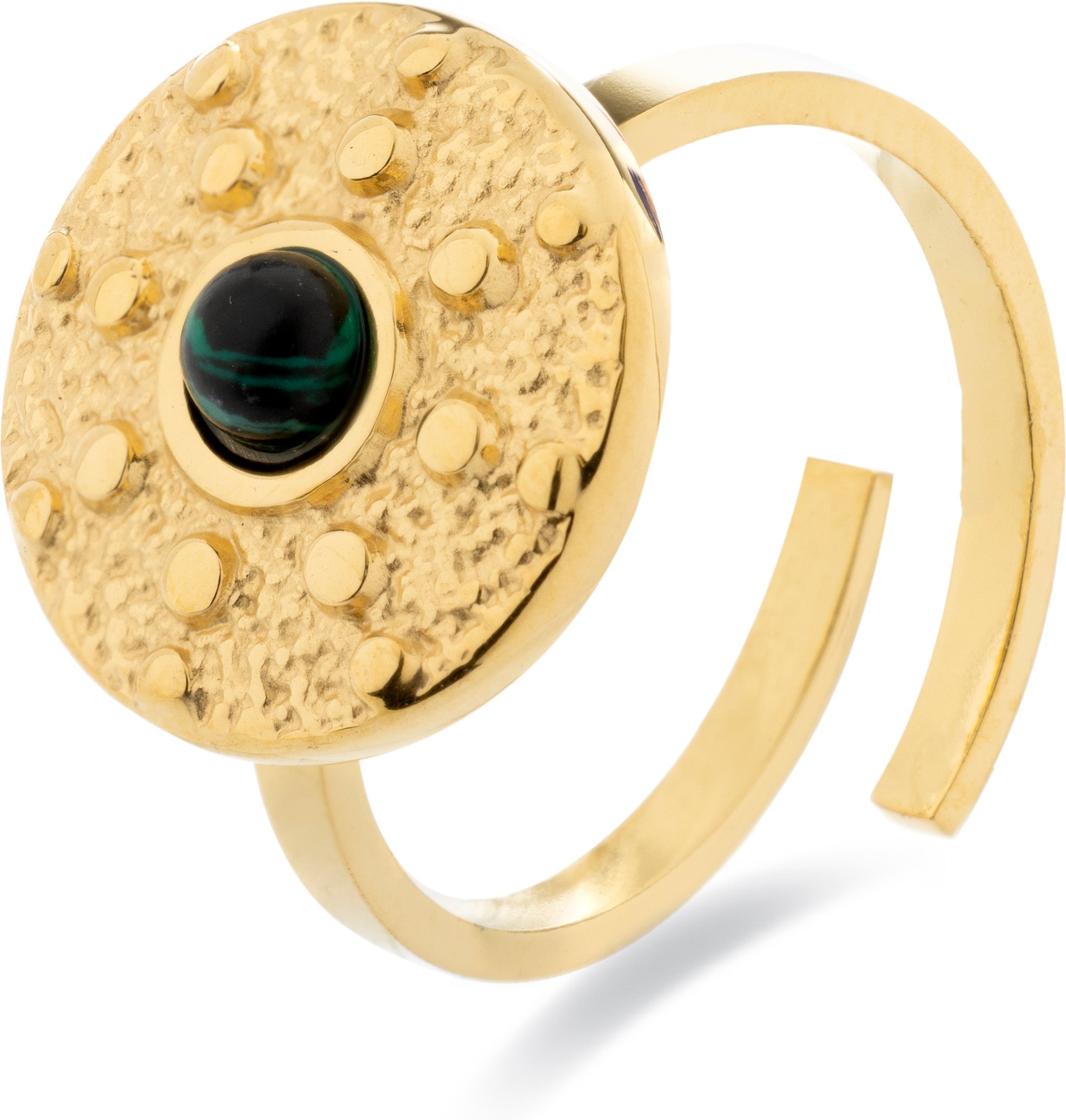 Luxenter Malachit-Ring aus 18 Karat Gelbgold - Elknu
