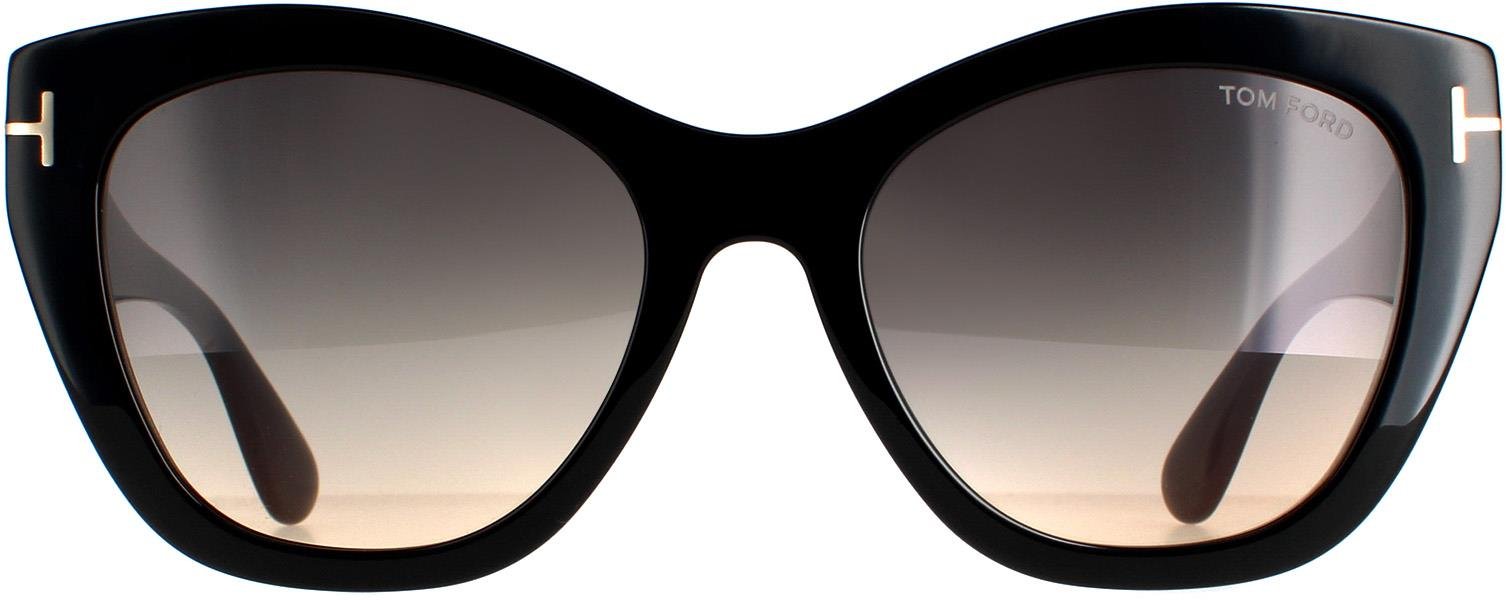Tom Ford Cat Eye Damen glänzend schwarz rauch grau Gradient FT0940 Cara Sonnenbrille