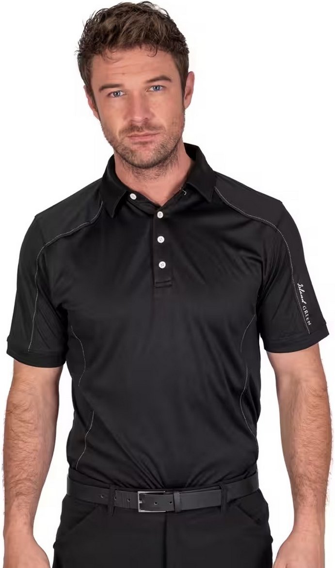 Island Green - Poloshirt Abgesteppt für Herren - Emblem (Schwarz)