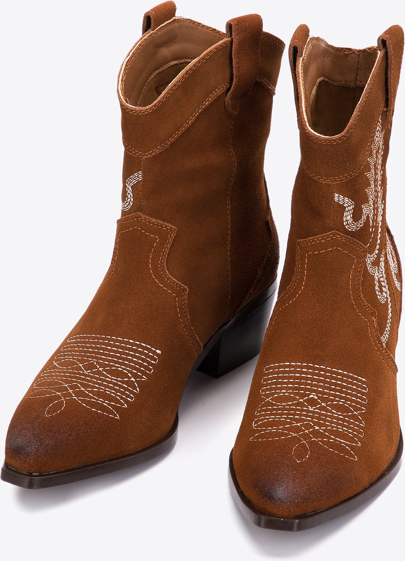 Wittchen Damen-Cowboystiefel aus Wildleder mit Stickerei, kurz