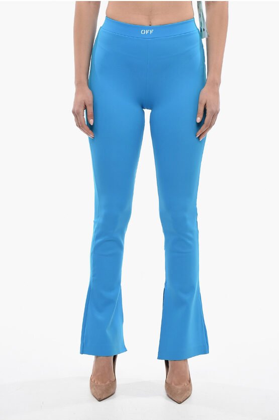 SPLIT Flare Fit Leggings mit Logo-Print in Blau