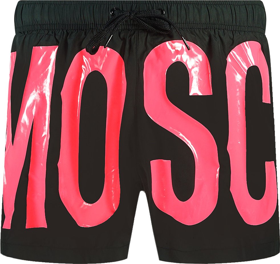 Moschino Große Rosa Logo Schwarz Schwimmen Shorts