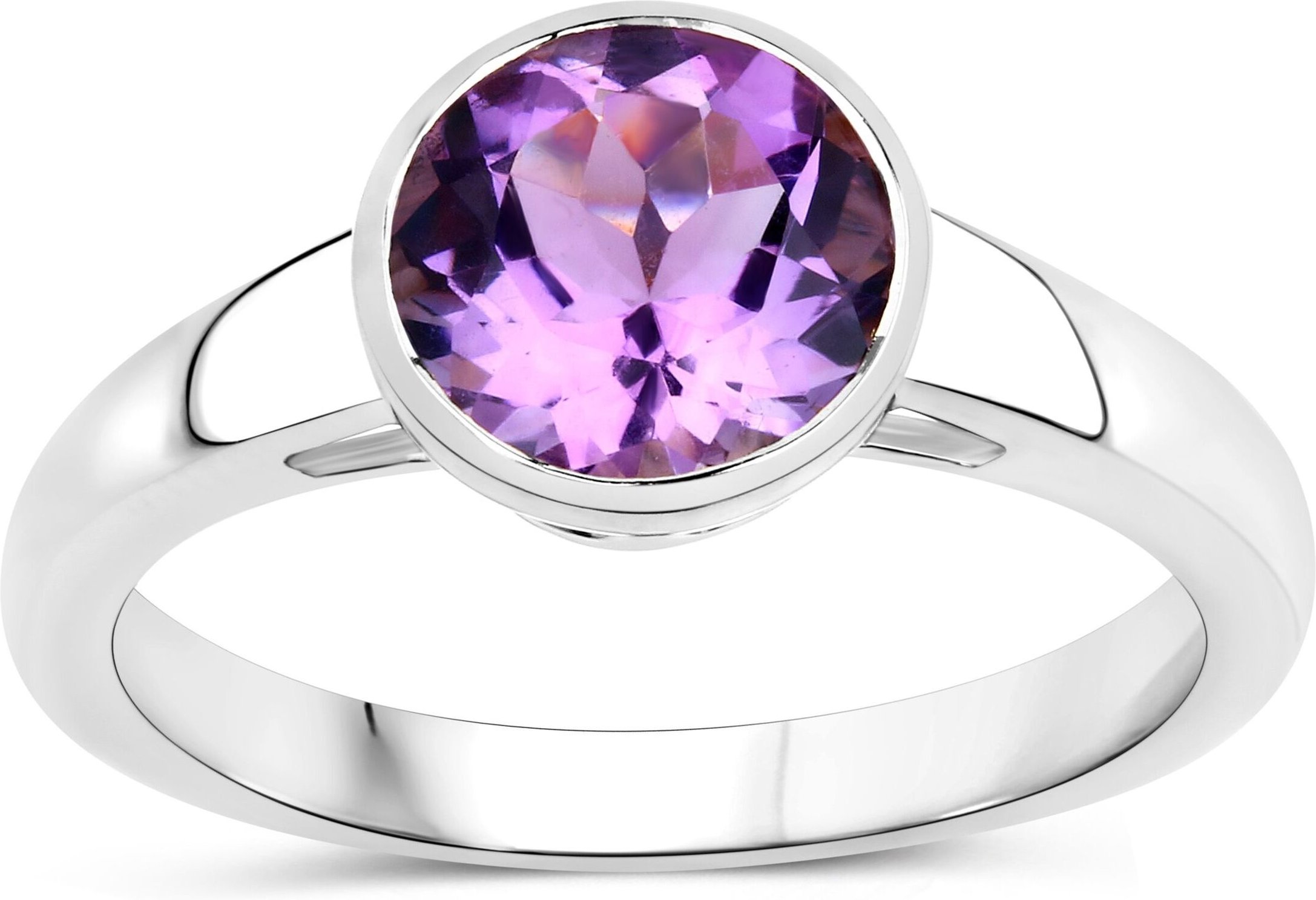 Vira Jewels Ring 925-Sterling Silber rhodiniert Glänzend Amethyst lila