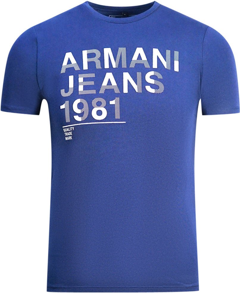 Armani Jeans - T-shirt „1981" In Blau Mit Logo
