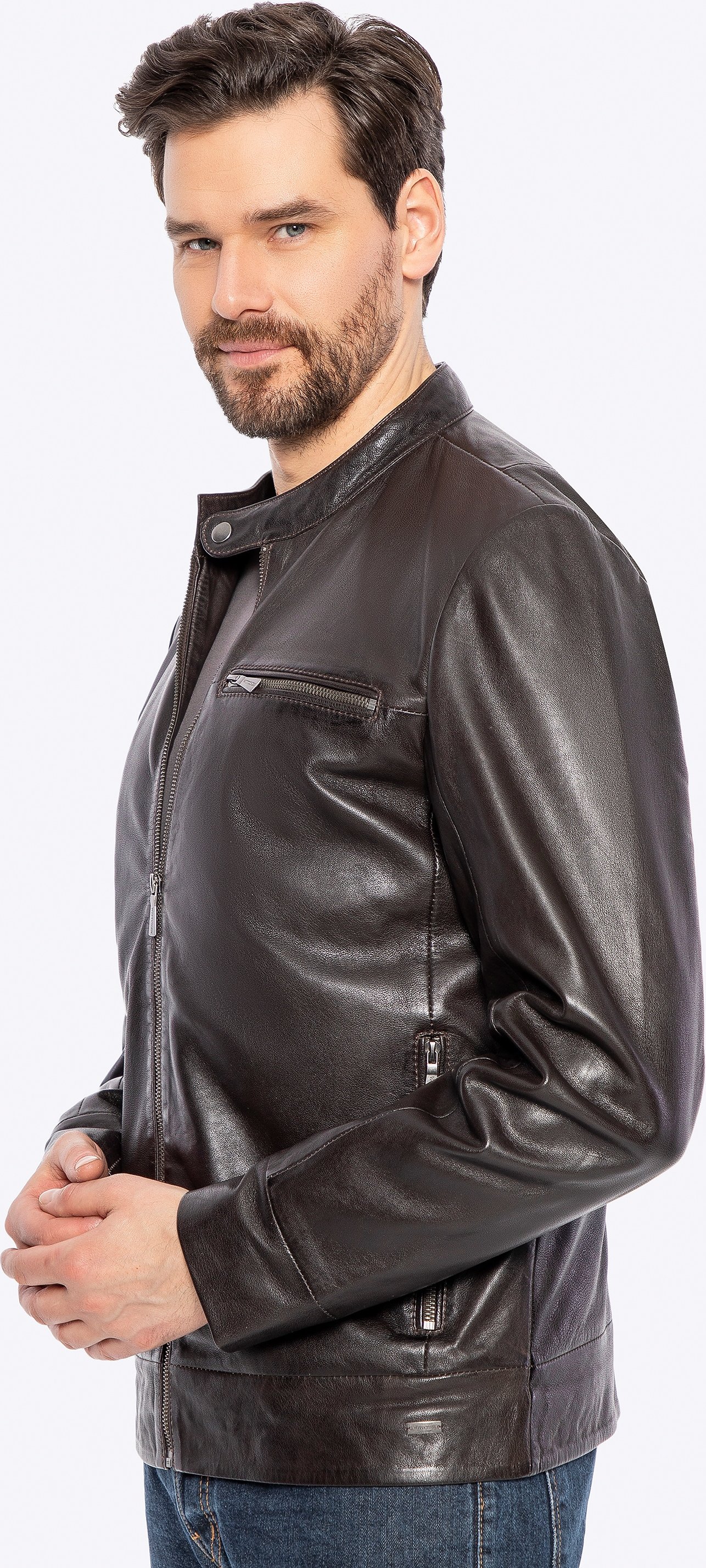 Wittchen Herren-Echtlederjacke aus Lammfell, Dunkelbraun, Echtleder