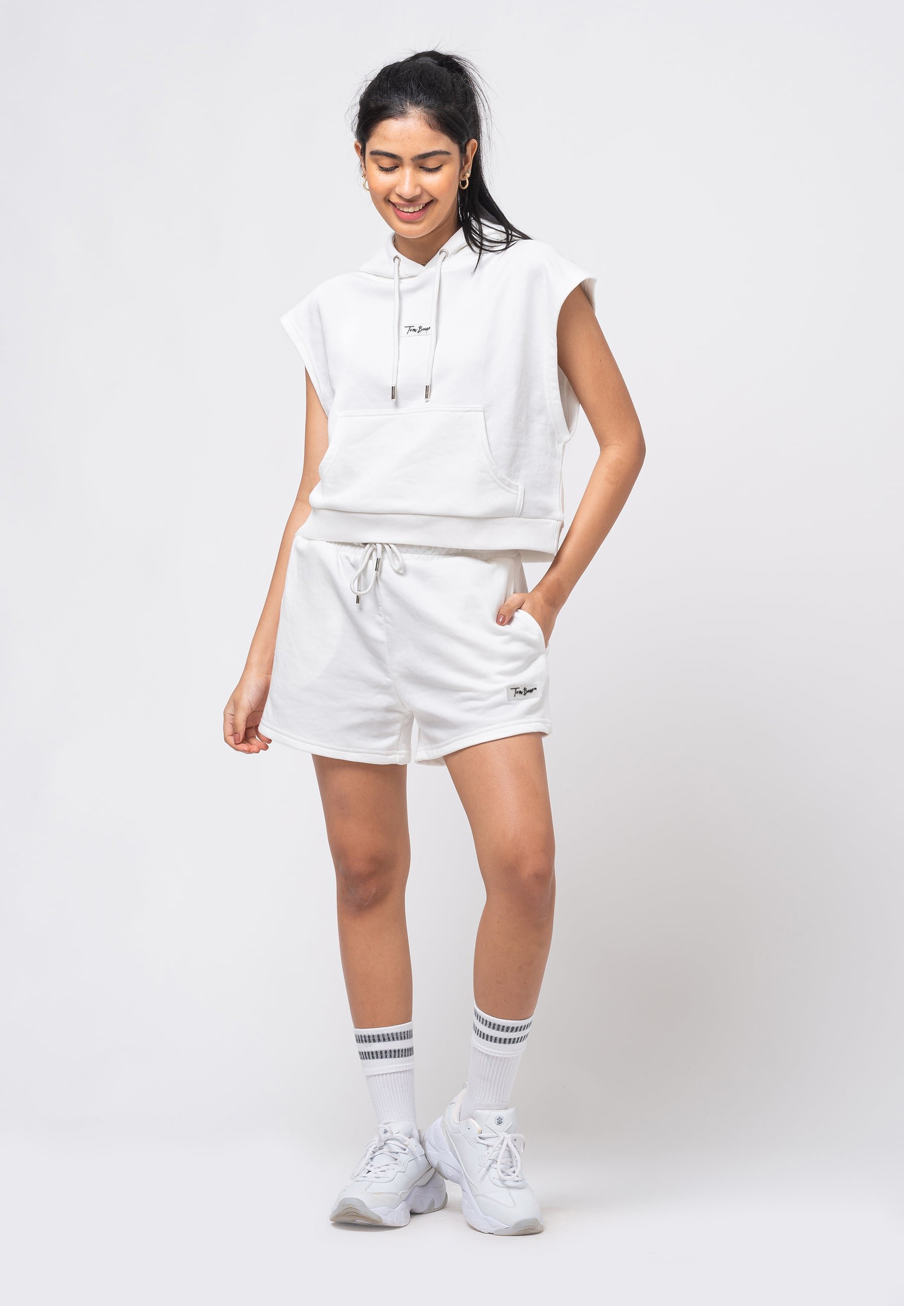 Tom Barron Damen-Sommer-Trainingsanzug-Set mit kurzer Hose und ärmellosem Oberteil