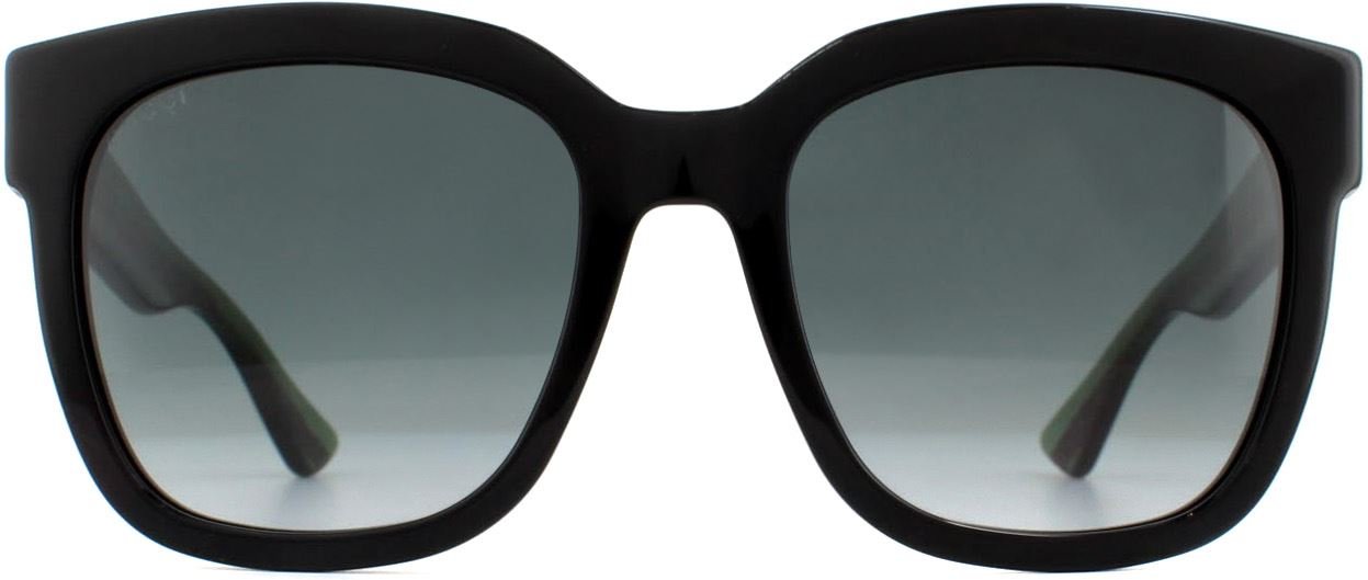 Gucci Sonnenbrille GG0034S 002 Schwarz Glitter Grün und Rot Grau Gradient
