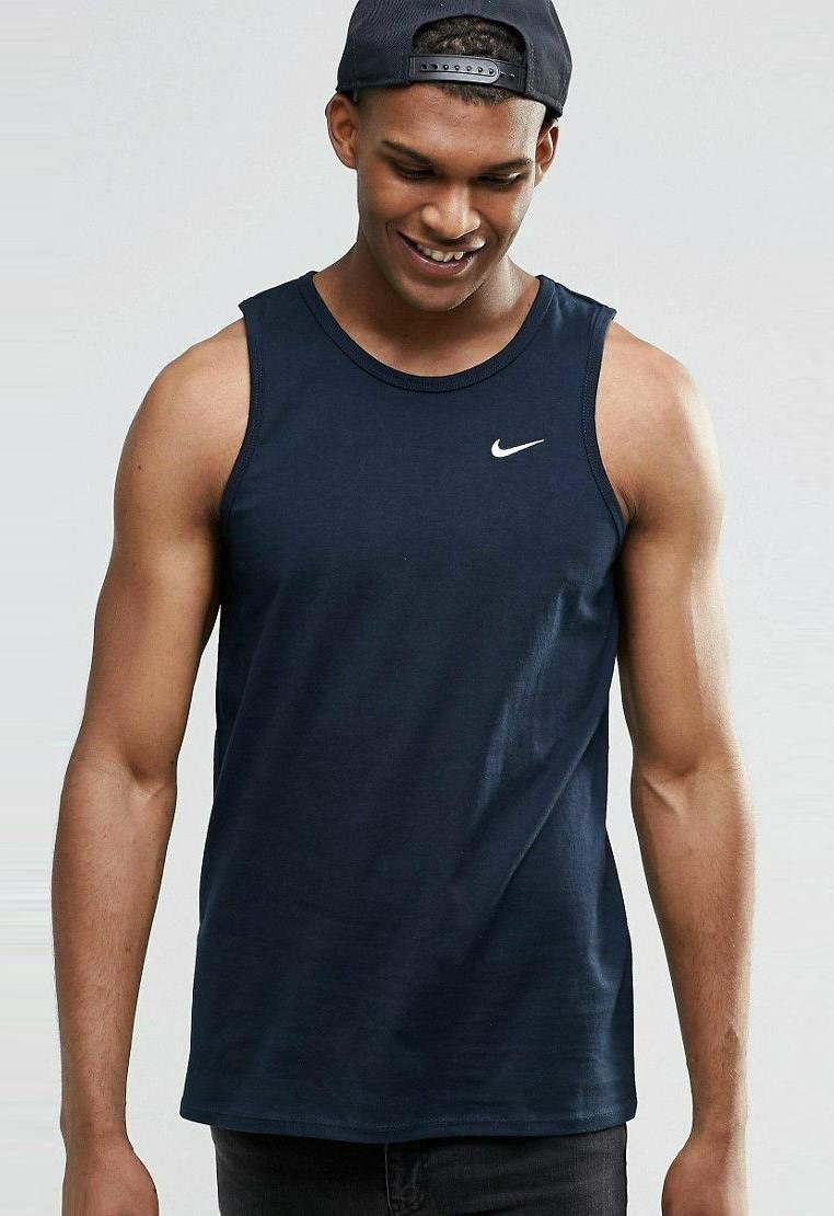 Thumbnail - Nike Gestickter Swoosh Herren Sportweste Tank Top in Navy