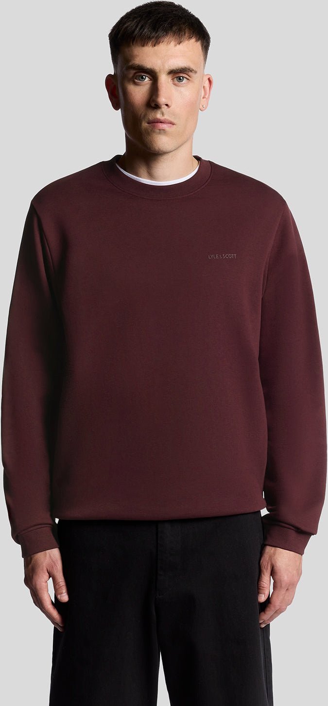 Lyle & Scott Fleece-Sweatshirt mit Rundhalsausschnitt und Bürstenrücken – Rot