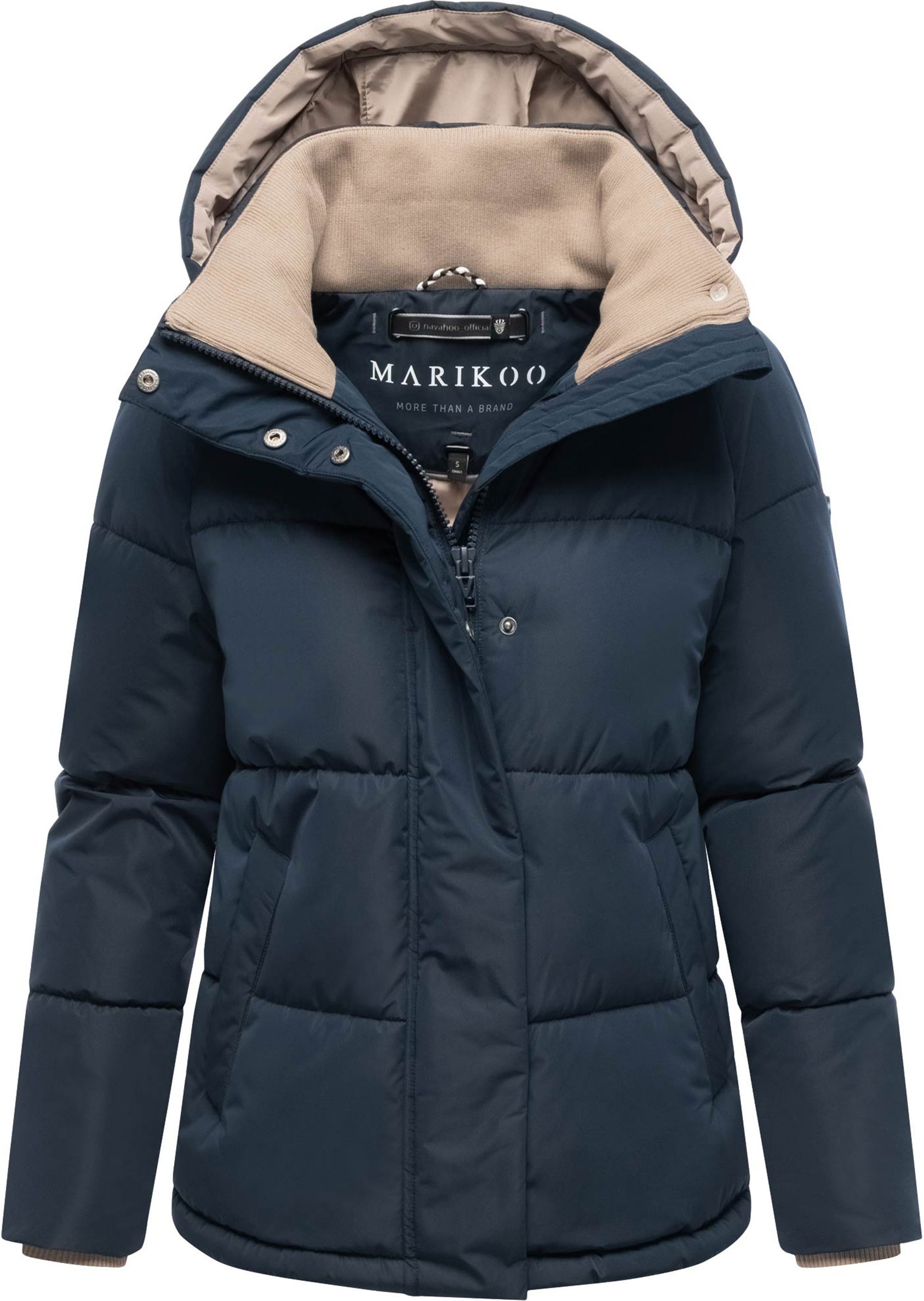 Marikoo Damen Steppjacke Omariaa mit Colorblocking & abnehmbarer Kapuze