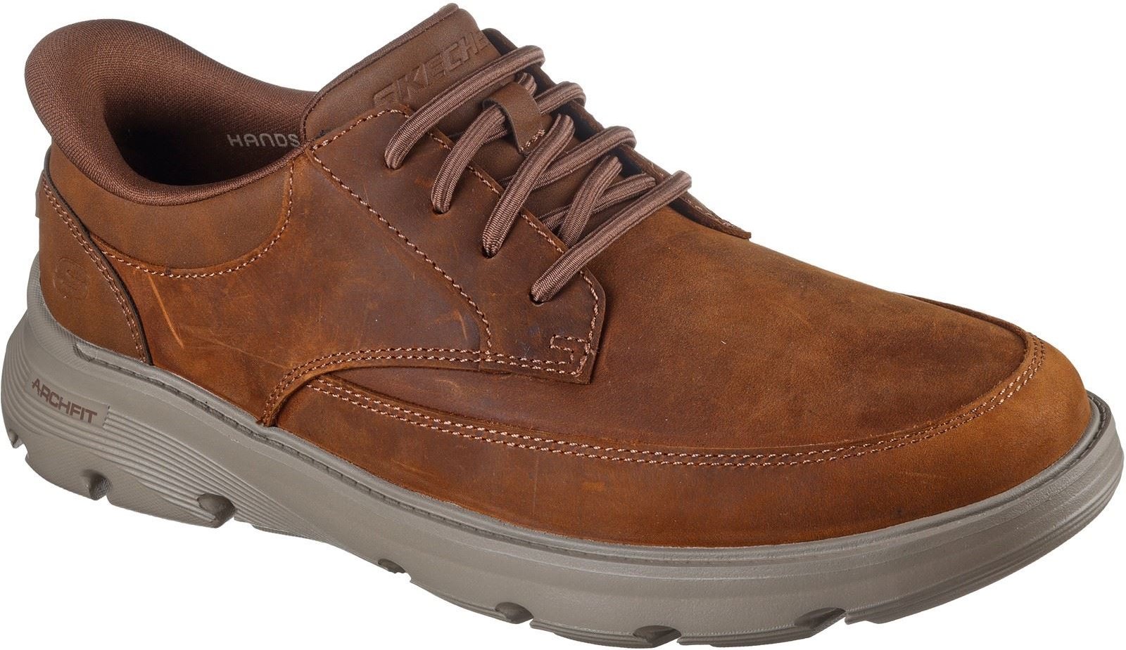 Skechers Arch Fit Garza Rowan Leder Herren Schnürschuhe in Dunkelbraun