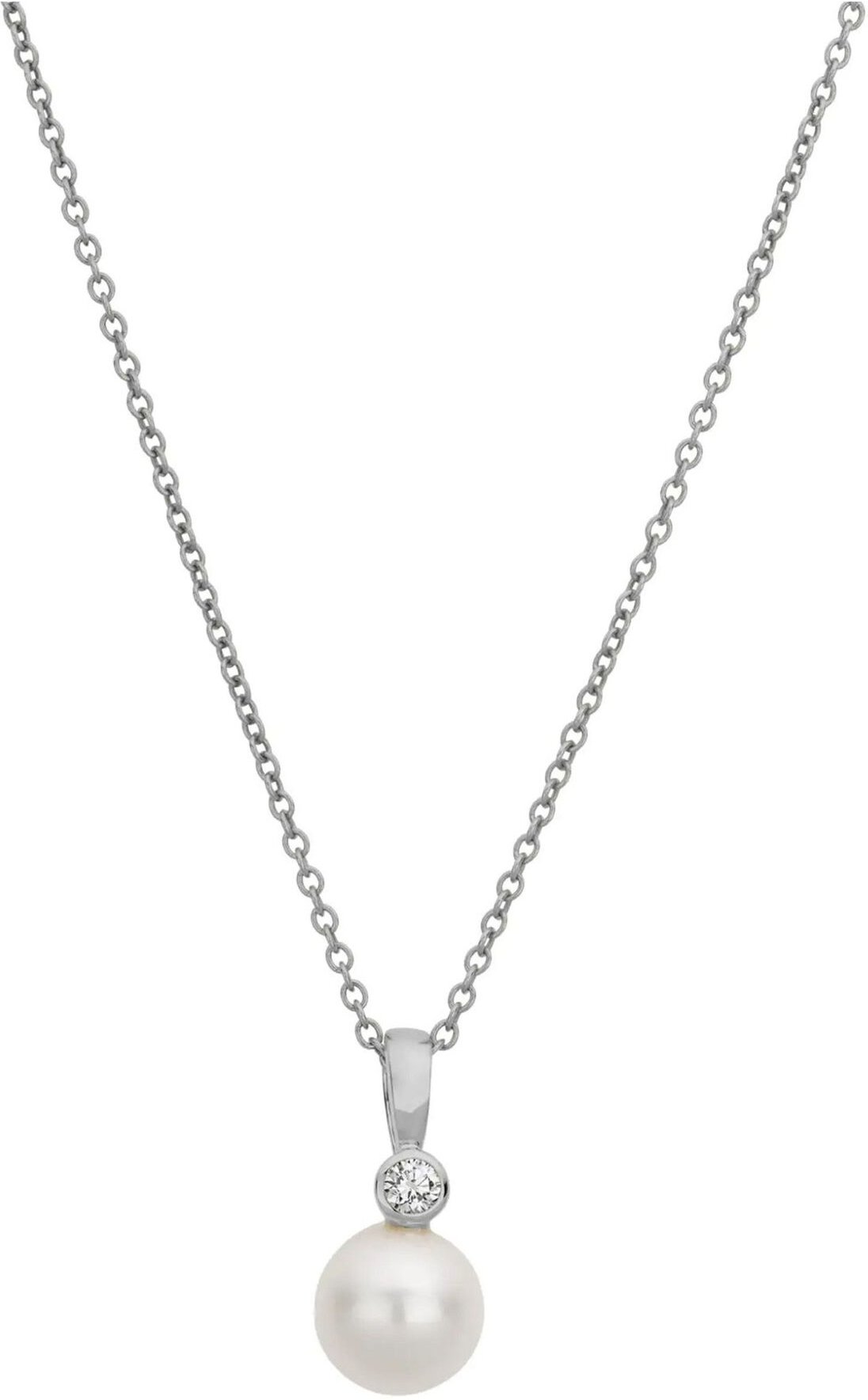 Lyomi Anhänger mit Kette 585/- Weißgold synth. Diam. 0,07ct. Perle