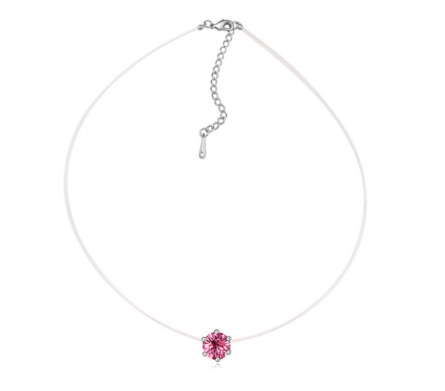 Unsichtbare Halskette - Silber und Rosa