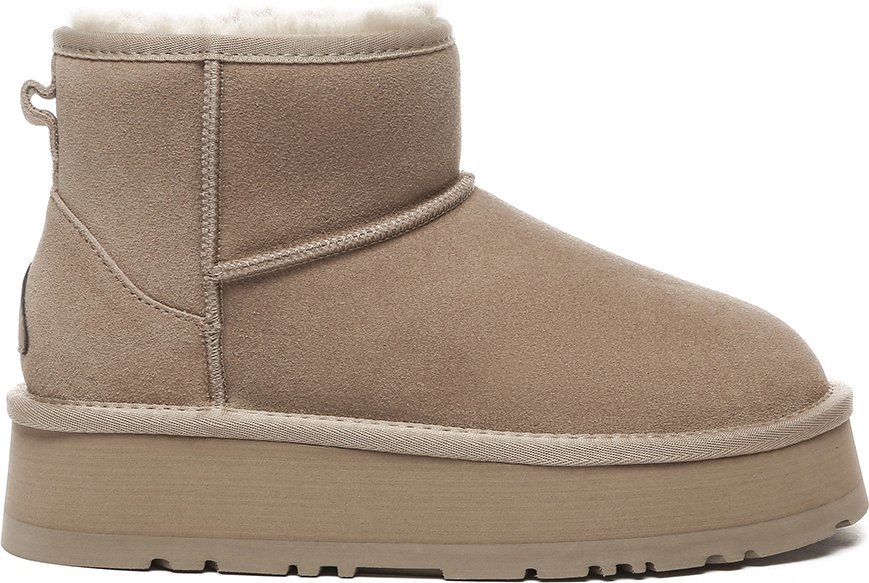 EVER AU Damen Leder Plateau Kurzstiefel - Dusky