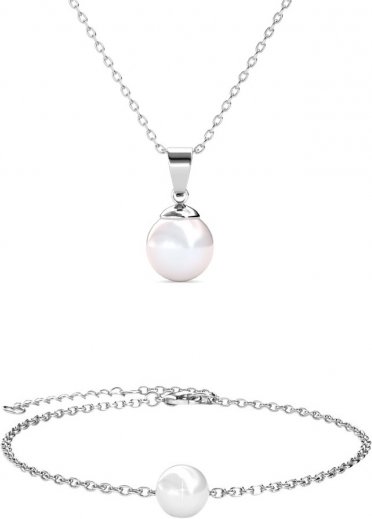 Vollmond Kristall Perlen Set - Silber und Kristall