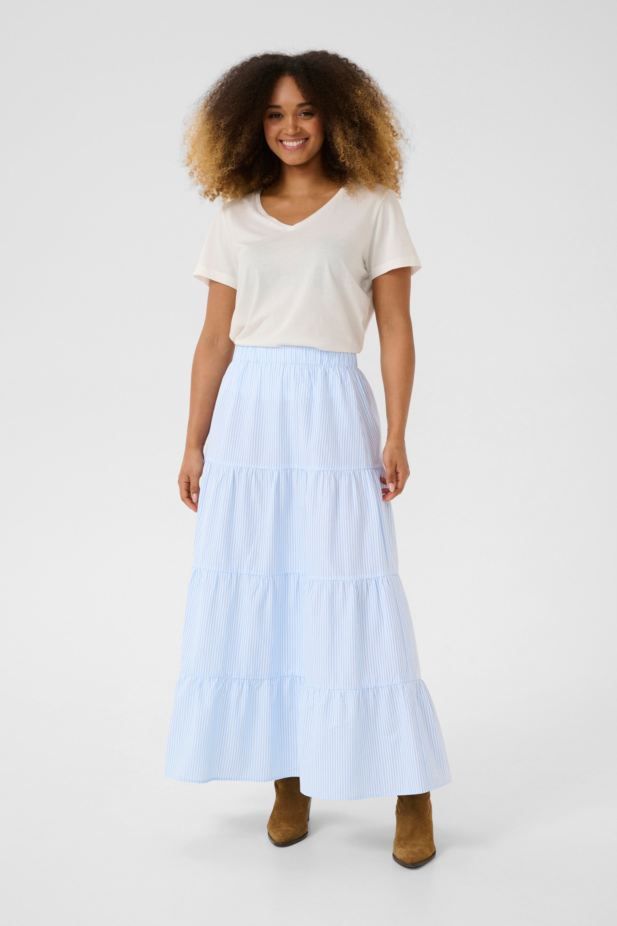 Rock A-Linie Hellblau Streifen light blue