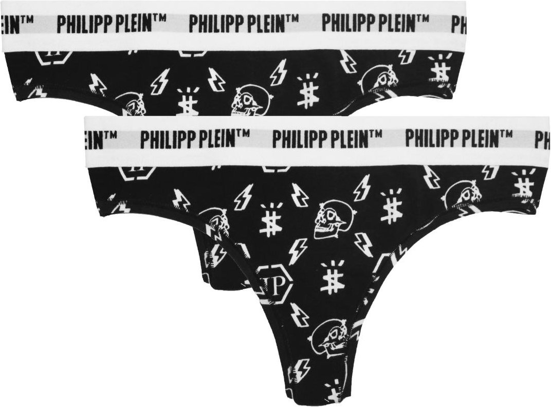 Philipp Plein Symbole Logo Schwarze Unterwäsche Slips Zwei-Pack