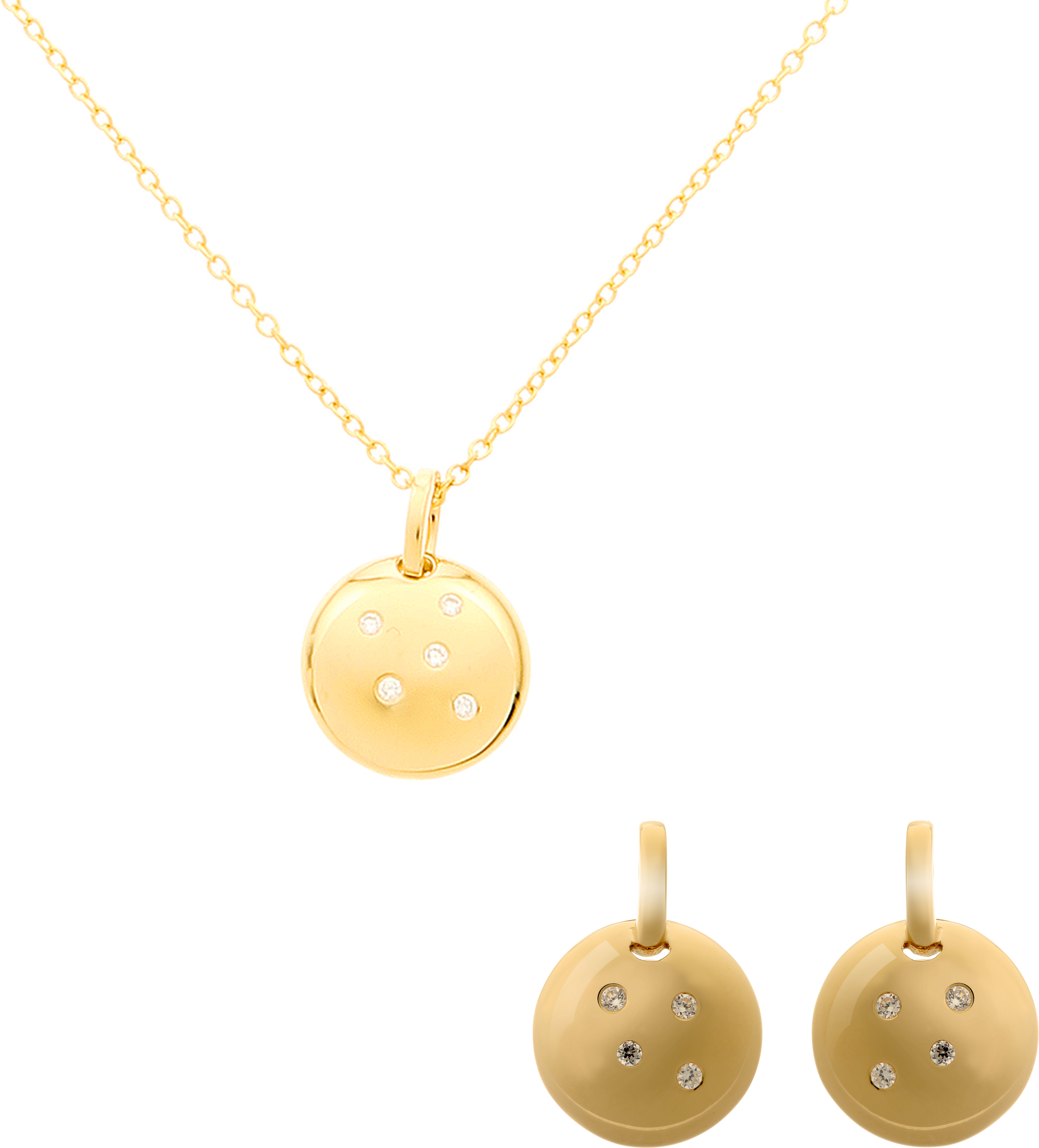 Orphelia 'Linn' Damen 925 Sterling Silber Set: Kettenanhänger + Ohrringe - Gold SET-7130/G