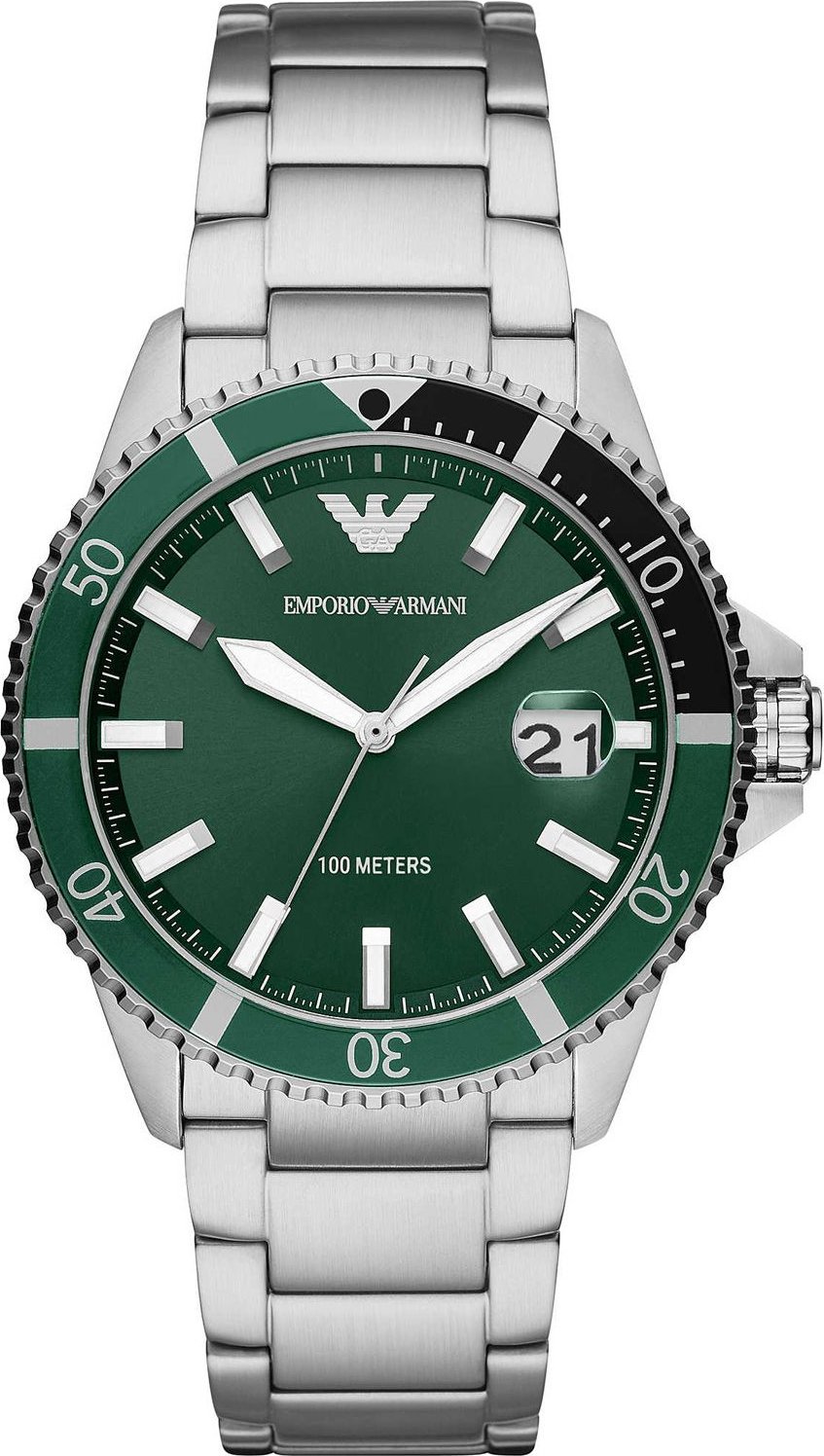 Diese Emporio Armani Diver Analoguhr für Herren ist der perfekte Zeitmesser zum Tragen oder als Geschenk. Es ist Silber ...