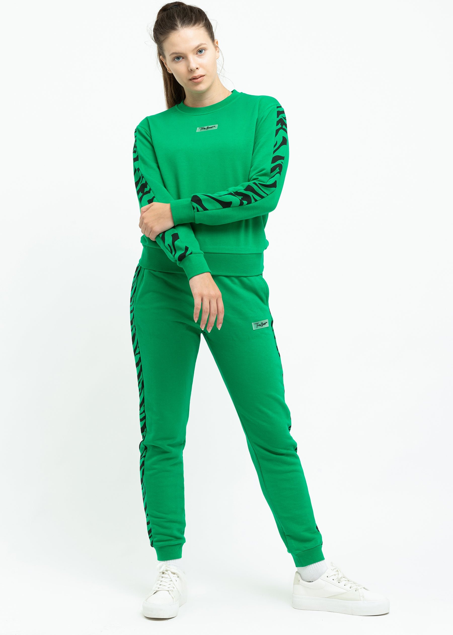 Tom Barron Damen Stilvoller Trainingsanzug-Set mit Zebrastreifen