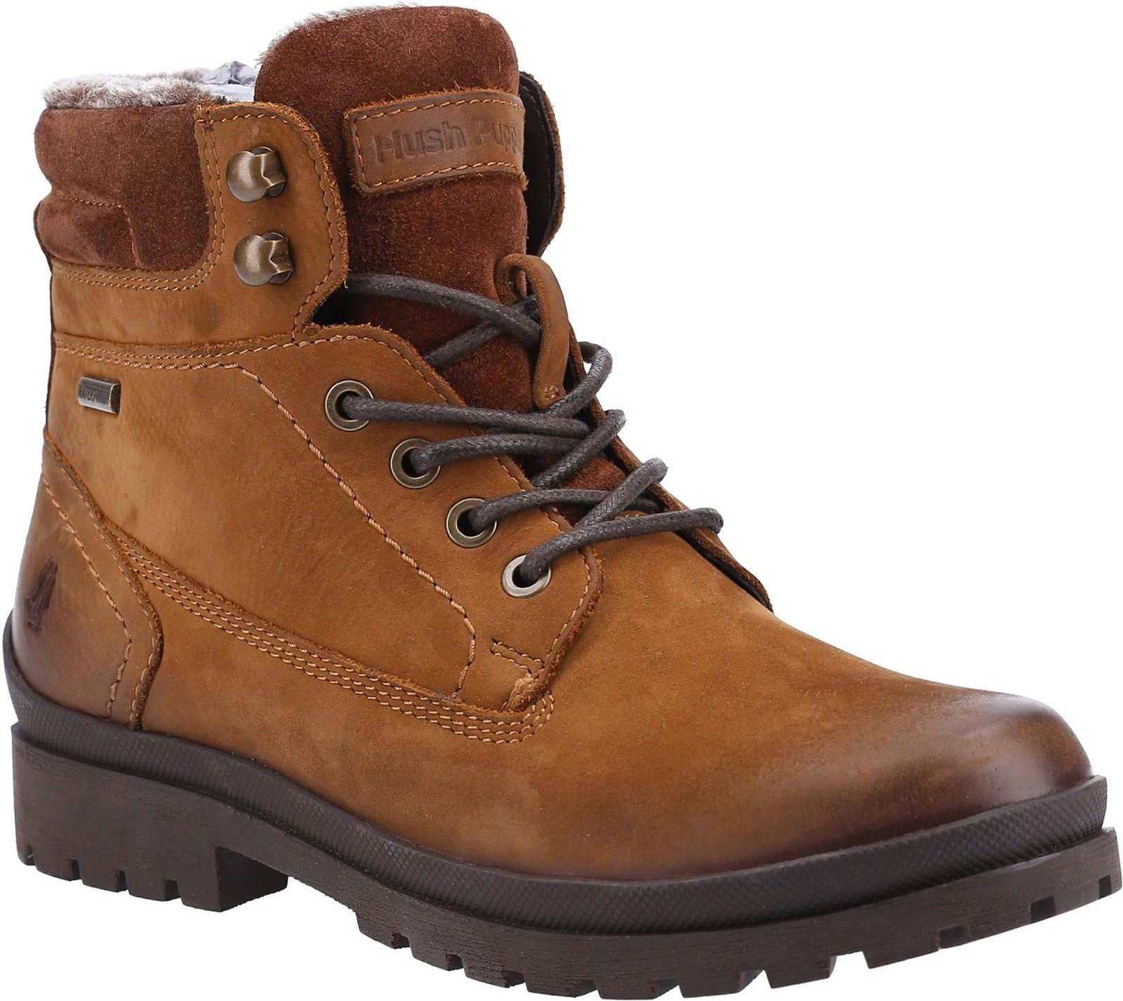 Thumbnail - Hush Puppies Womens/Ladies Annay Leder Kampfstiefel (Camel)