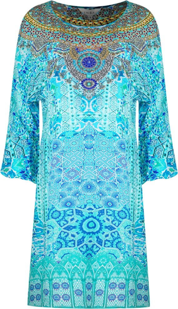 Inoa Atlantis 1929 Blue Short Kaftan Cover Up