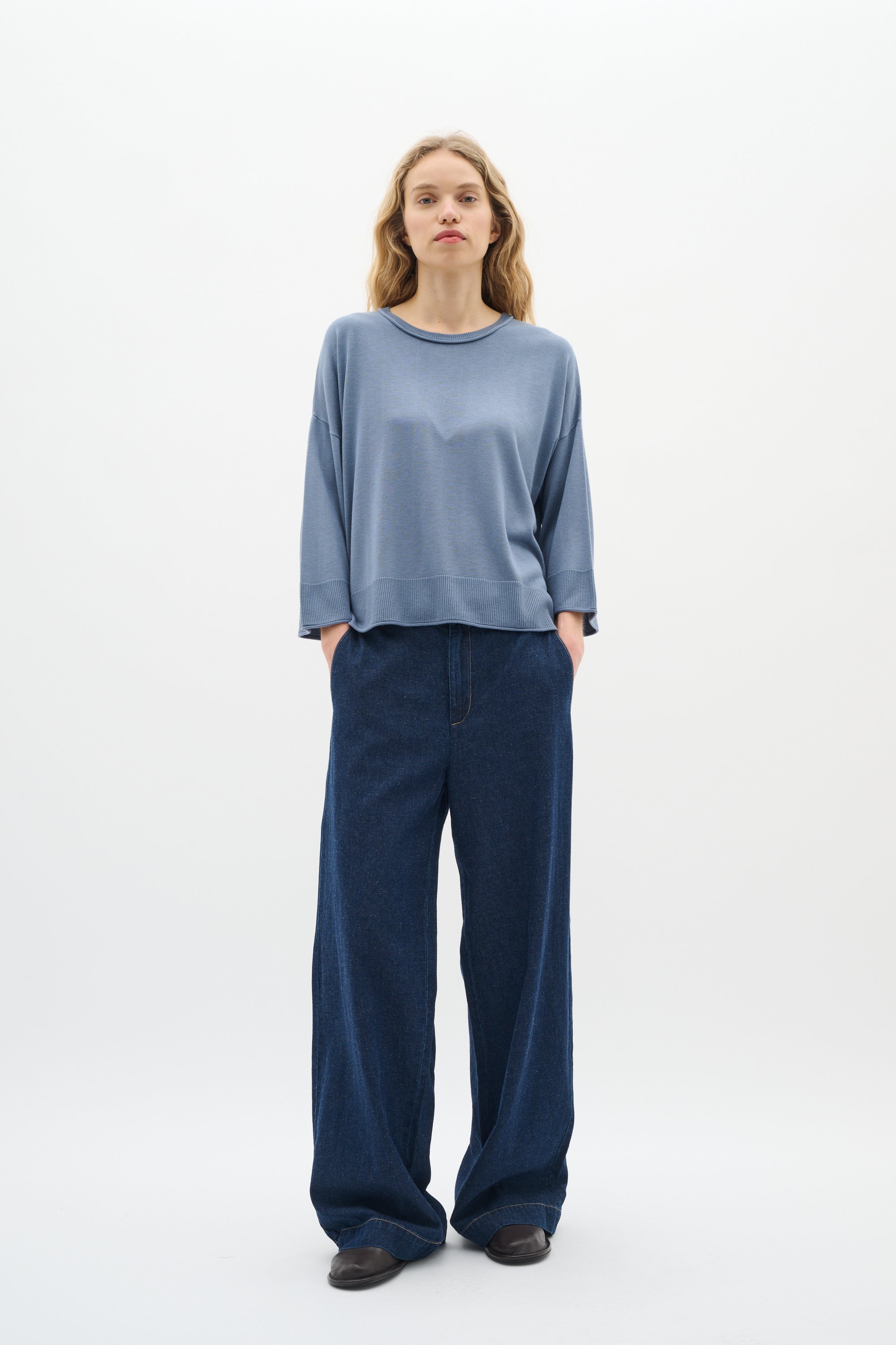 Casual Hose Gerade Passform Blue denim