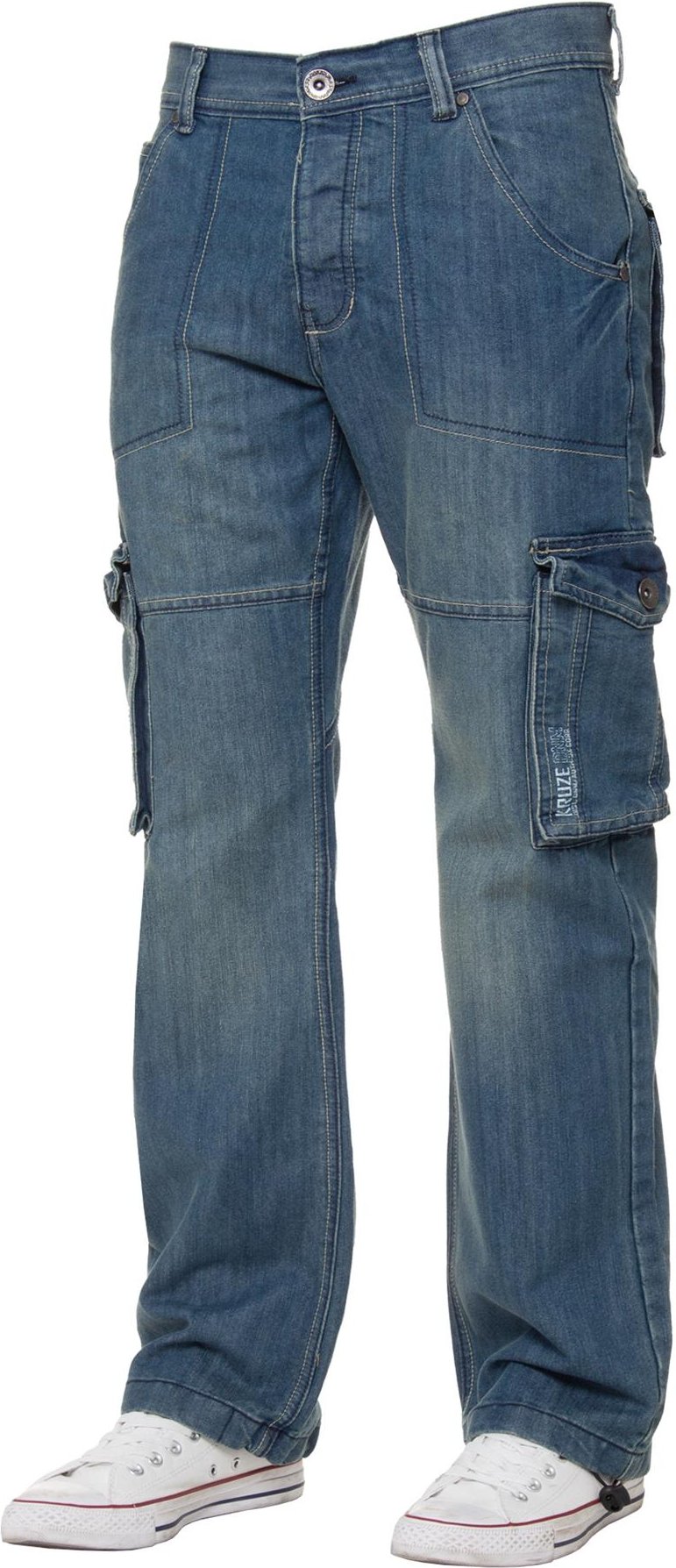 Thumbnail - Kruze | Mens Cargo Combat Jeans - Blau