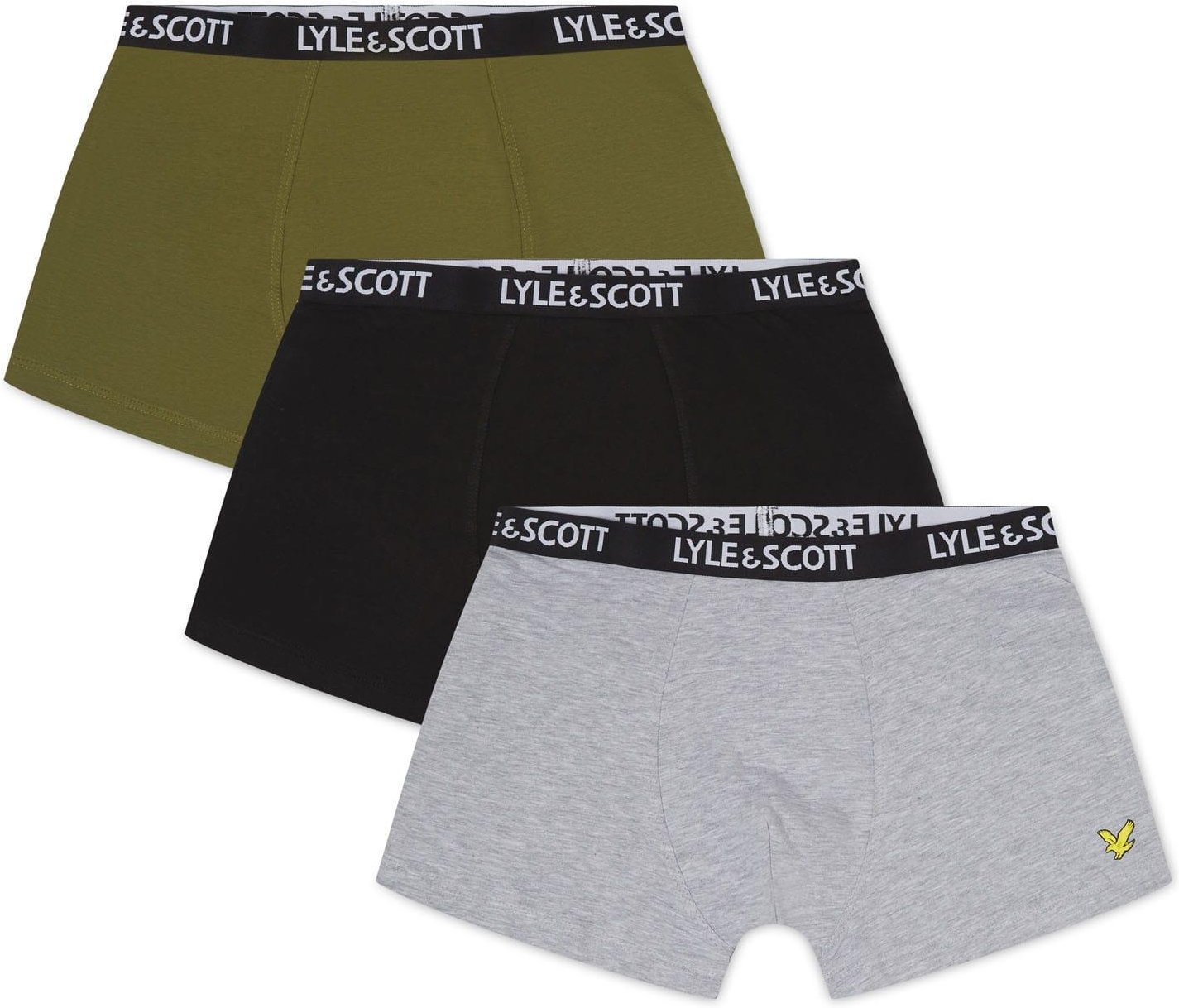Lyle & Scott - "Core" Boxershorts für Jungen(3er-Pack) (Grau/Oliv/Schwarz)