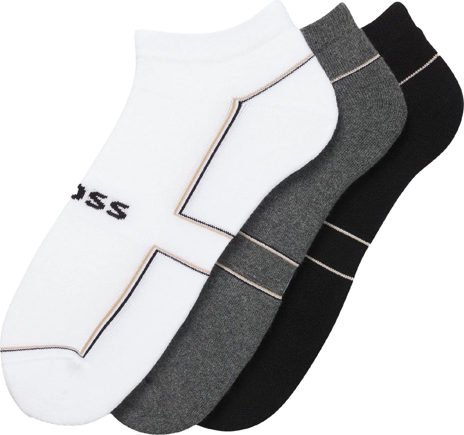 Boss - Knöchelsocken für Herren (3er-Pack) (Weiß/Grau/Schwarz)