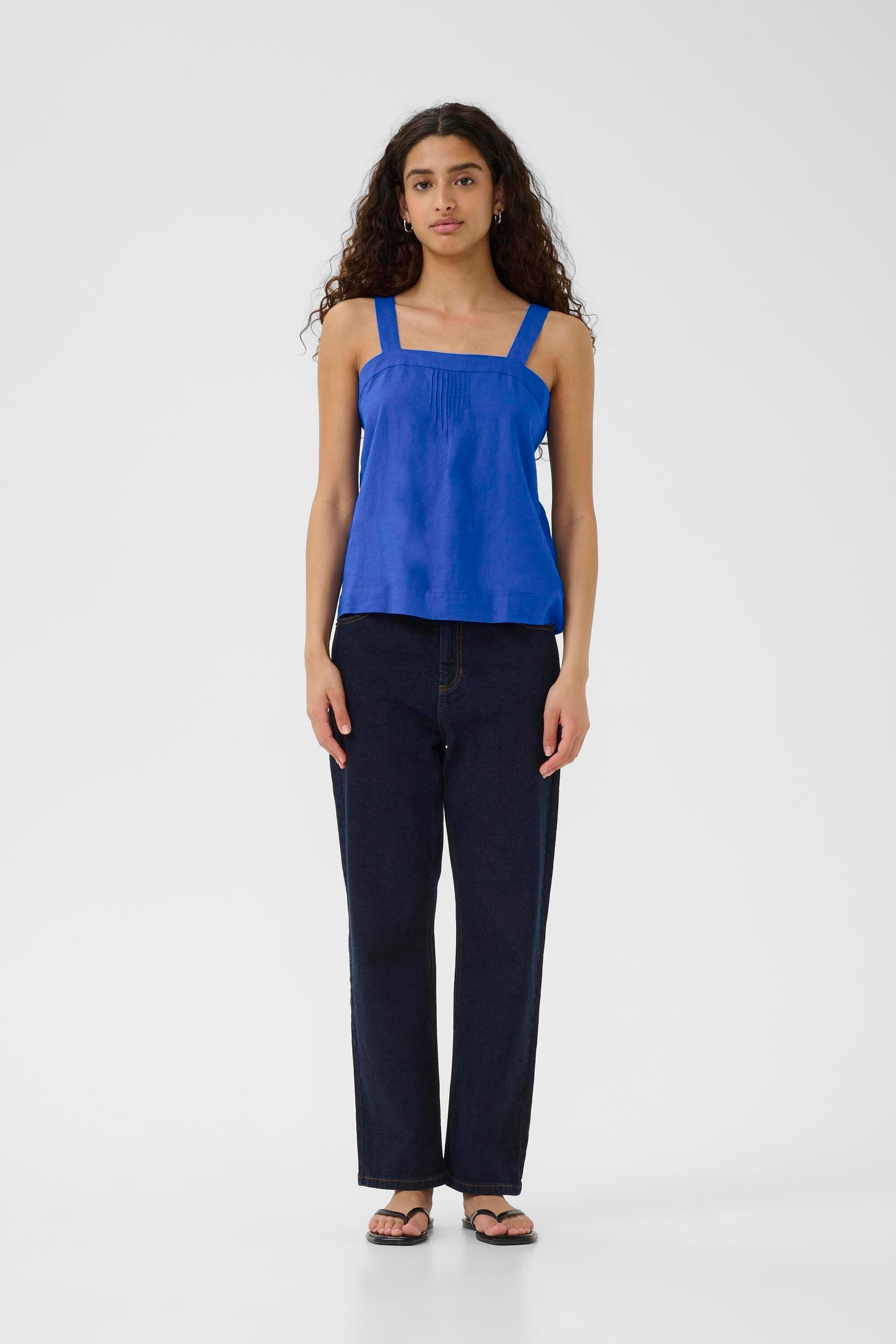 Kurzarm-Bluse DallyIW Gerade Passform blue