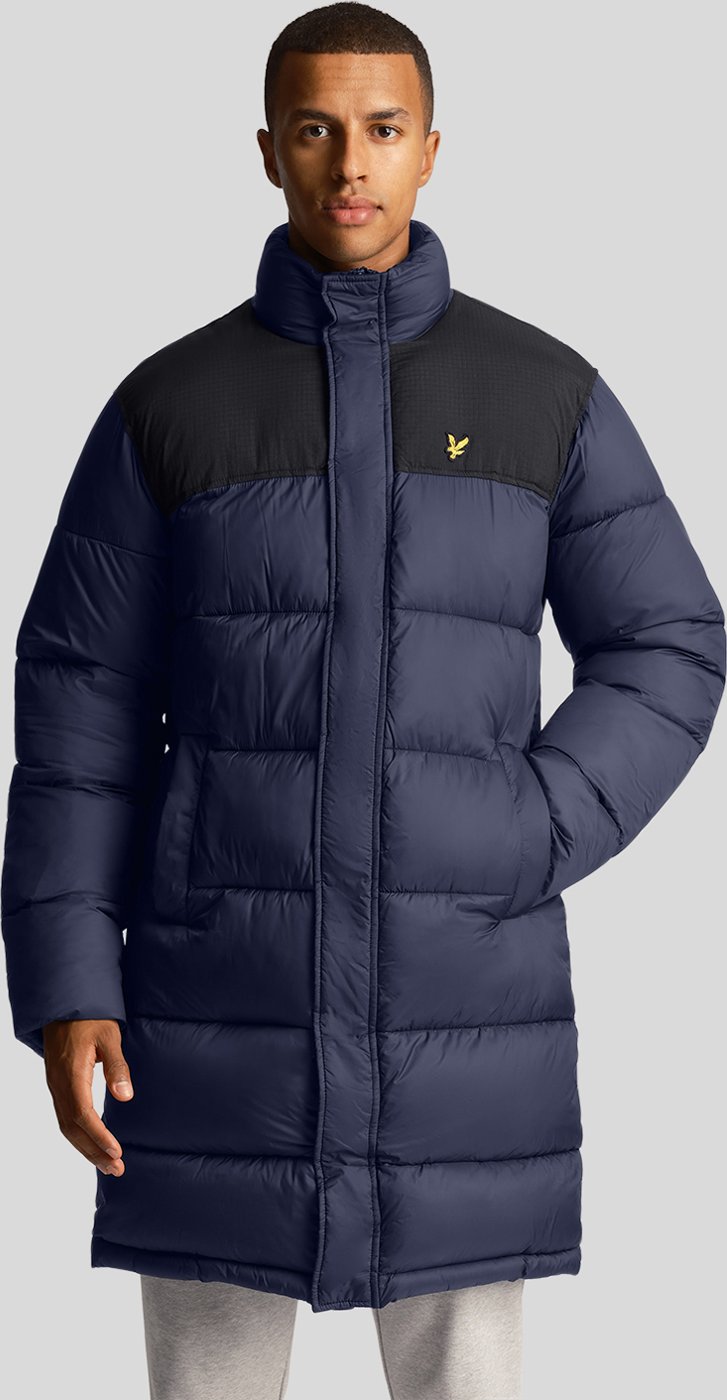 Lyle & Scott – Lange, wattierte Pufferjacke in Marine