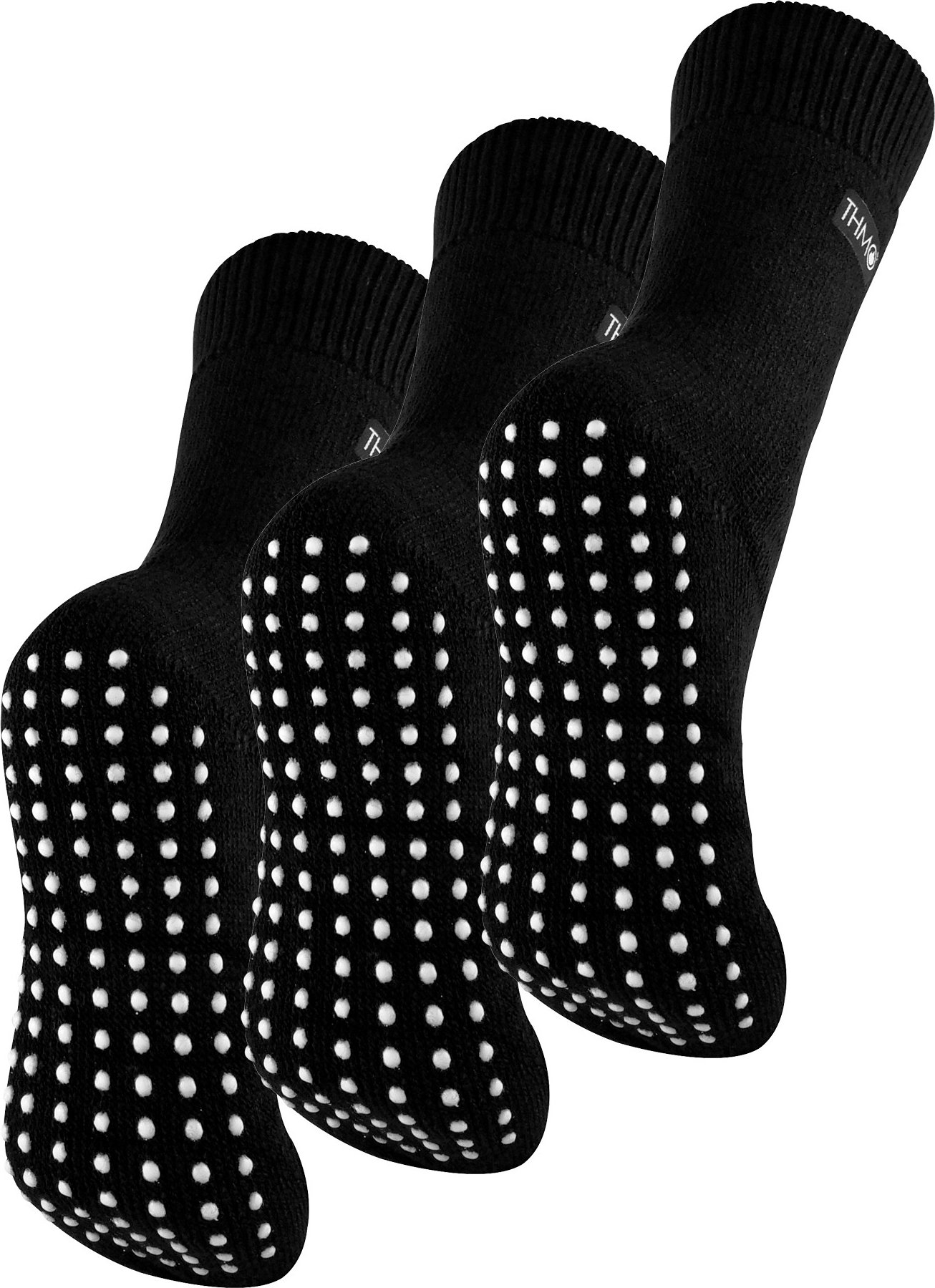 THMO - 3 Paar mit Fleece gefütterte, atmungsaktive Damen-Slipper-Socken - Schwarz