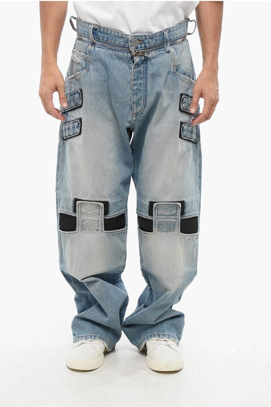 Loose Fit Jeans mit Klettverschluss-Details 26cm in Blau