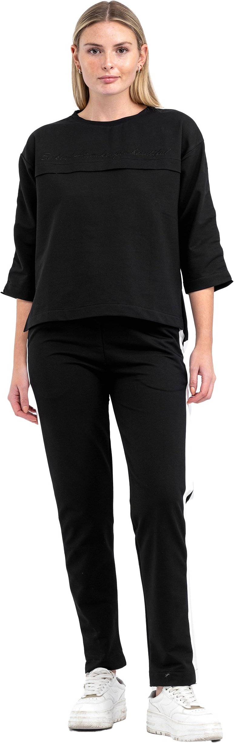 Tom Barron Damen-Trainingsanzug-Set mit halbkurzen Ärmeln und Stickereidetails