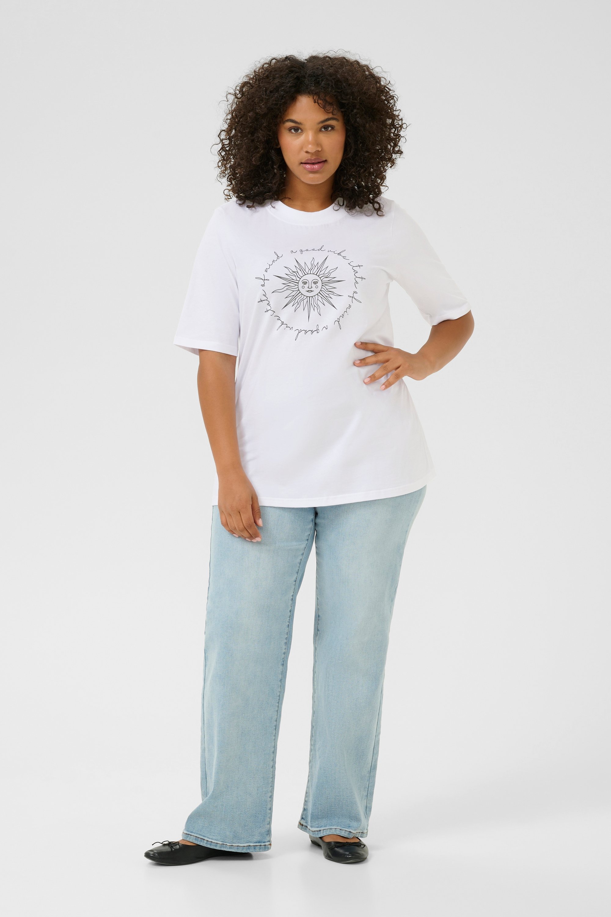 T-shirt Loose fit Optical White W Black Deep Sun white black