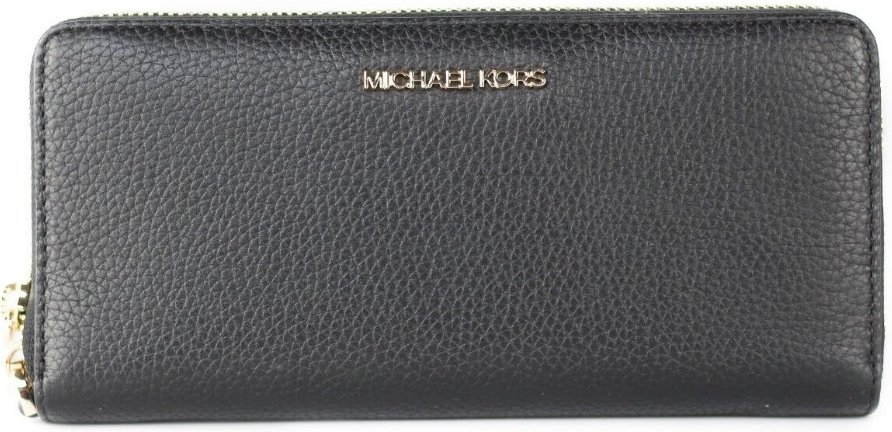 Michael Kors Damen Jet Set Travel Große Schwarze Kiesel-Leder Continental Handgelenk Brieftasche