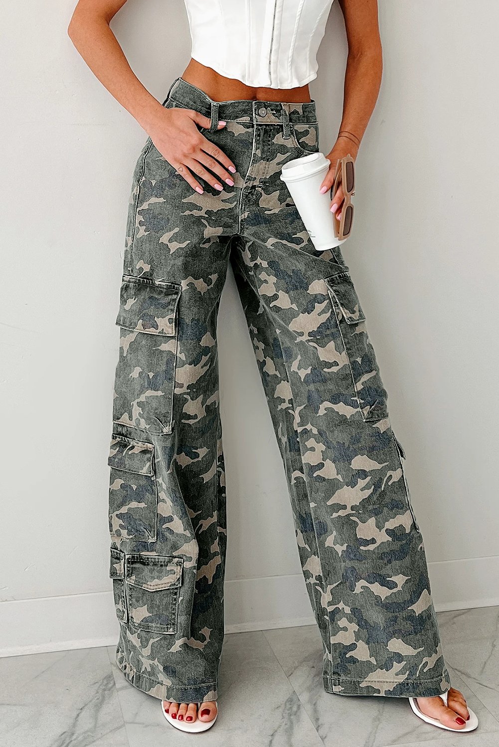 Camo Cargo Weite Beinform Jeans