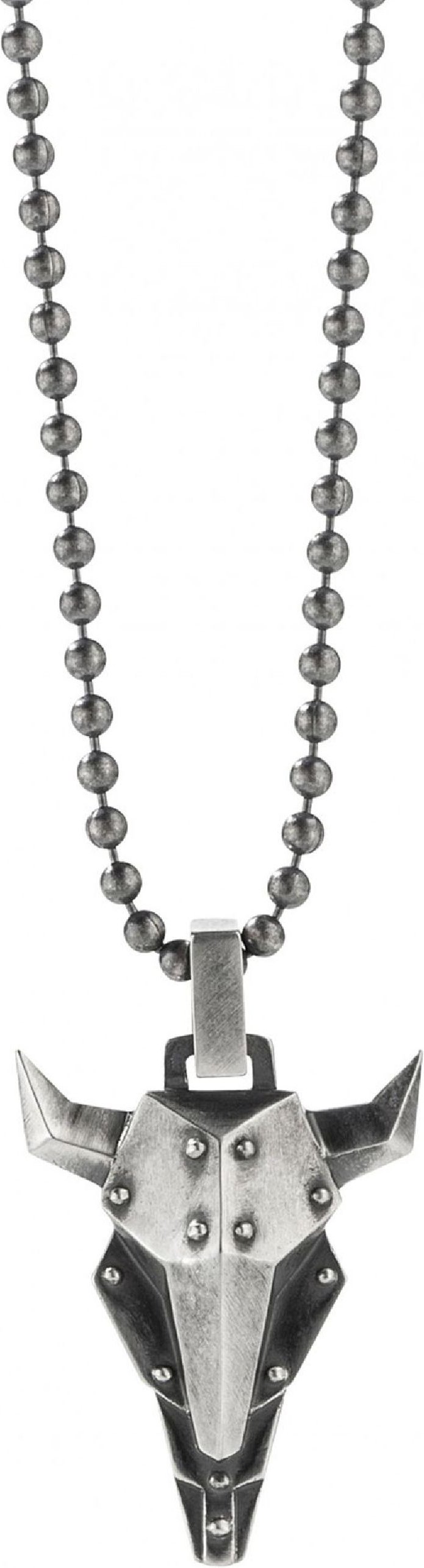 cai Anhänger mit Kette 925/- Silber oxidiert Bullhead