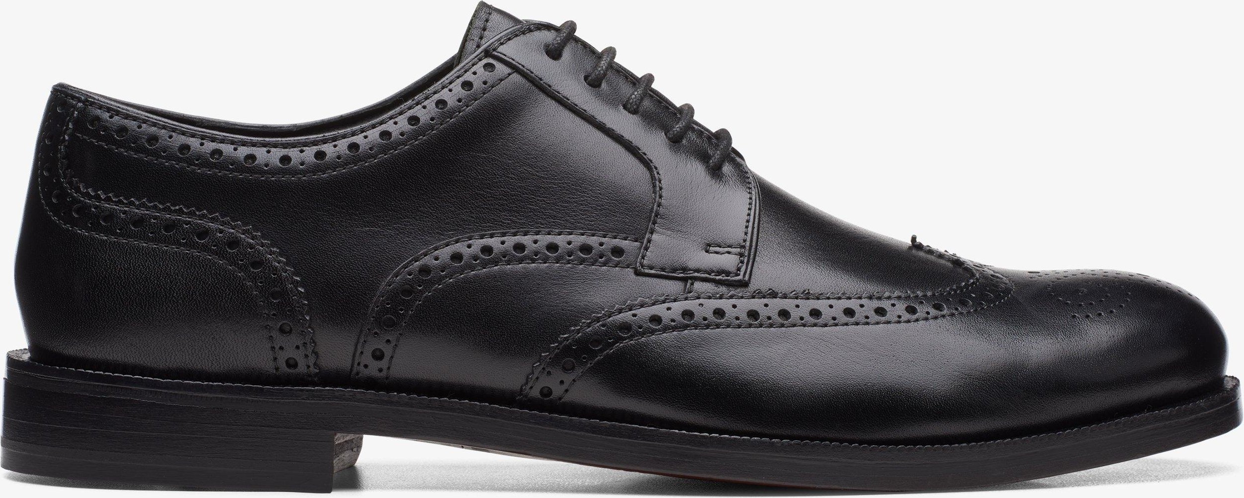 Craftdean Flügel-Brogue schwarze Lederschuhe