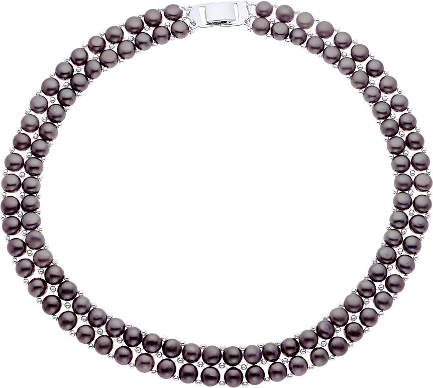 DIADEMA - Halskette - Echte Süßwasserperlen - Schwarzer Tahitian Style