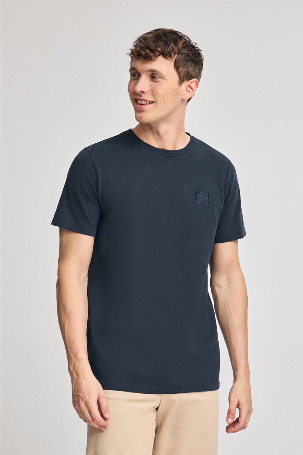 T-Shirt marineblau Garment Dye mit Polo Club-Logo