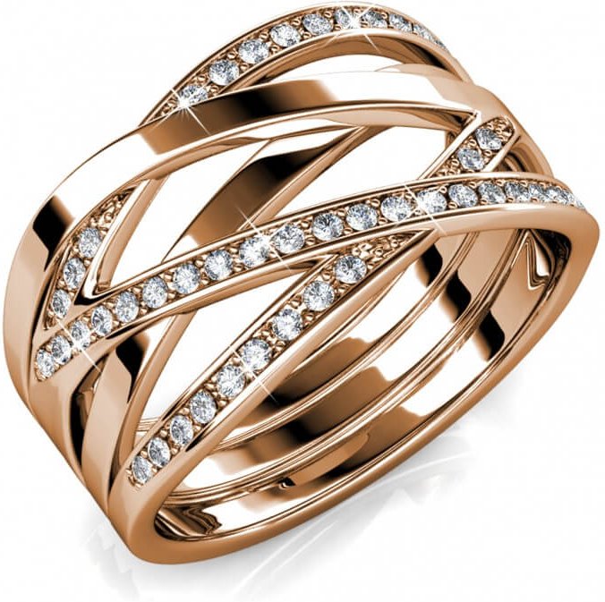 Criss Cross Ring - Rose Gold und Kristall