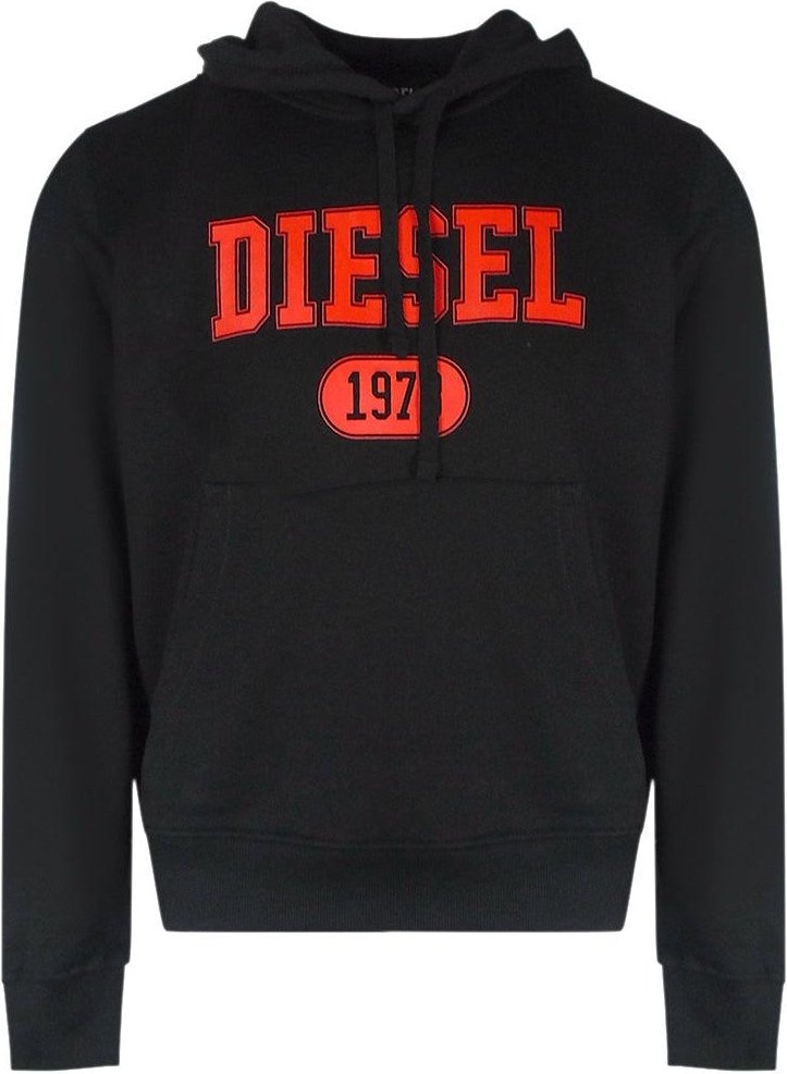 Diesel Herren 1978 Logo Kapuzenpullover (Schwarz/Rot)