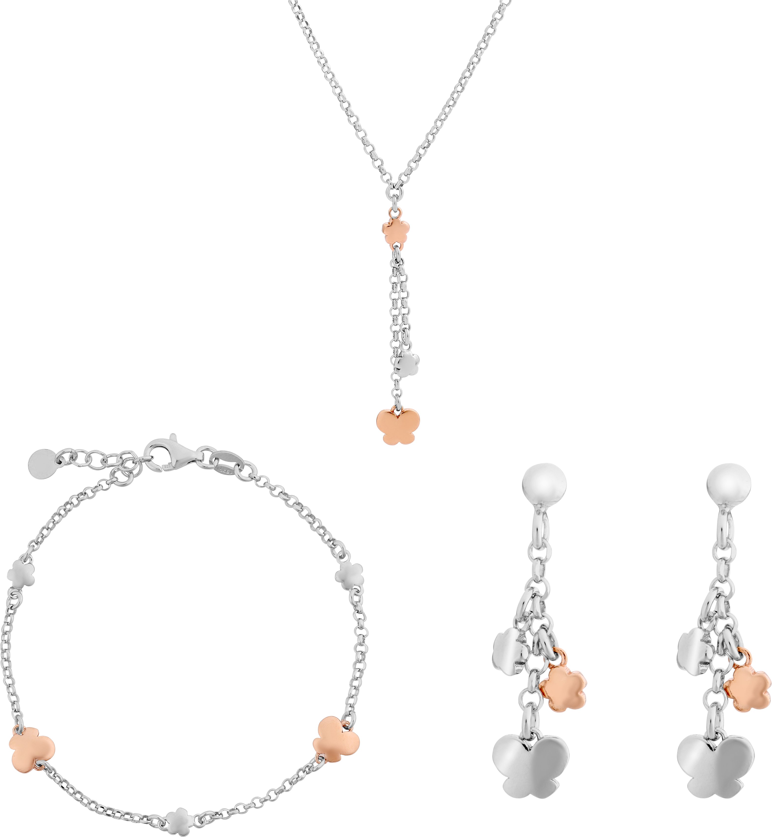 Orphelia 'Lorelei' Damen-Set aus 925er Sterlingsilber: Kette + Armband + Ohrringe – Silber/Rosé SET-7386