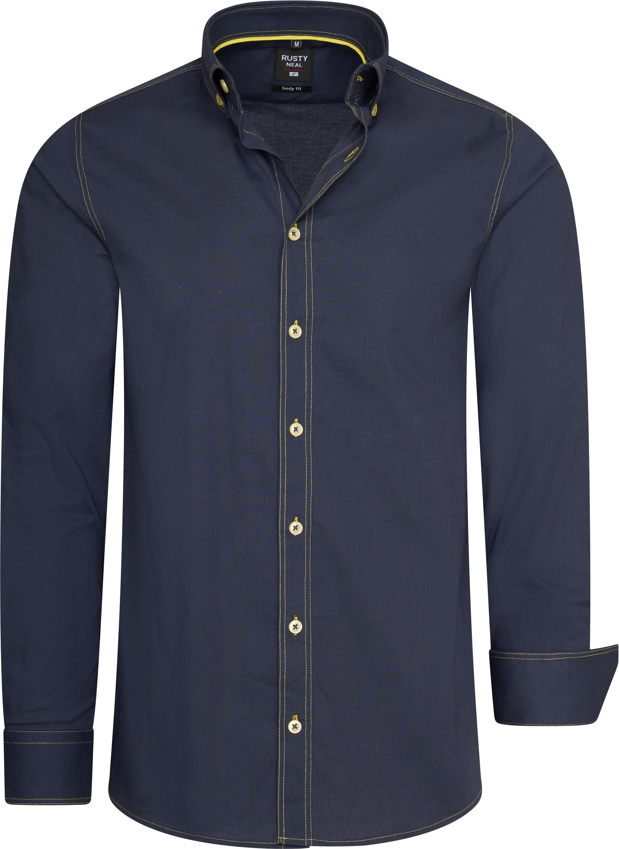 Langarm Slim Fit Hemd mit Kontrast-Naht